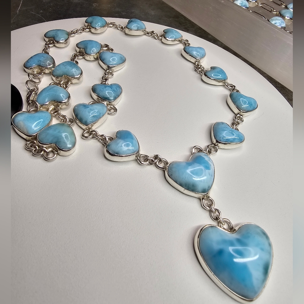 HQ Larimar Heart necklace in 925 SS (18") **RESTOCKING SOON**